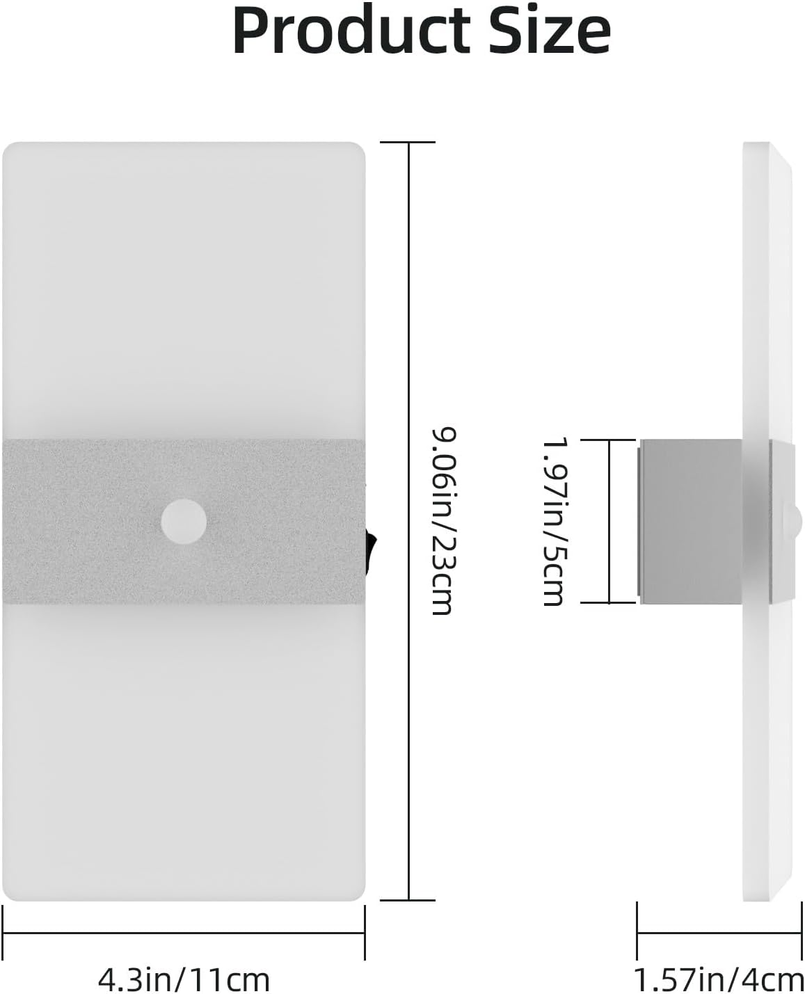 2 Pack Motion Sensor Wall Lights, Morden Silver Decorative LED Indoor Night Light, 3000K Warm Light