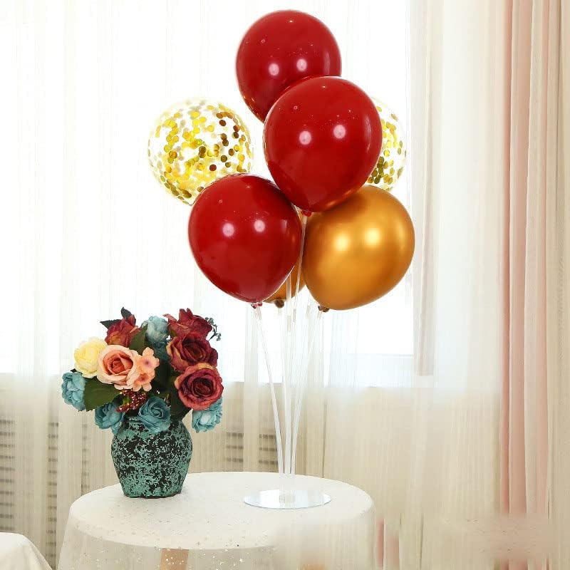 Red and Gold Balloon Stand Centerpiece Table Decorations for 49ers Party Birthday Graduation
