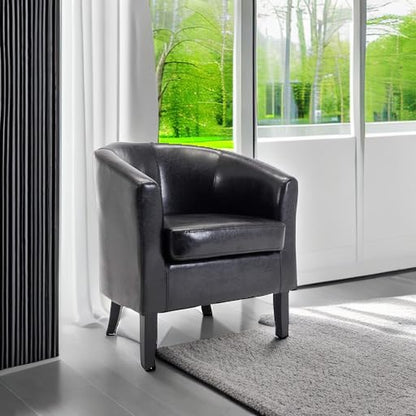 BELLEZE Accent Barrel Chair, Club Tub Sofa Corner Chair with Flared Legs and Cozy Soft Padding for