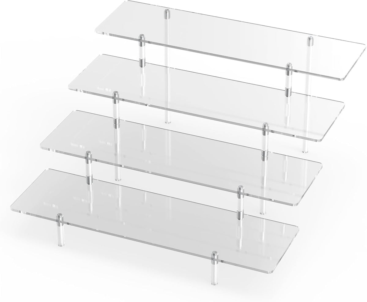 Acrylic Display Riser Stand Shelf Clear 4 Tier Cupcake Stand Perfume Display Holder Figures Desktop