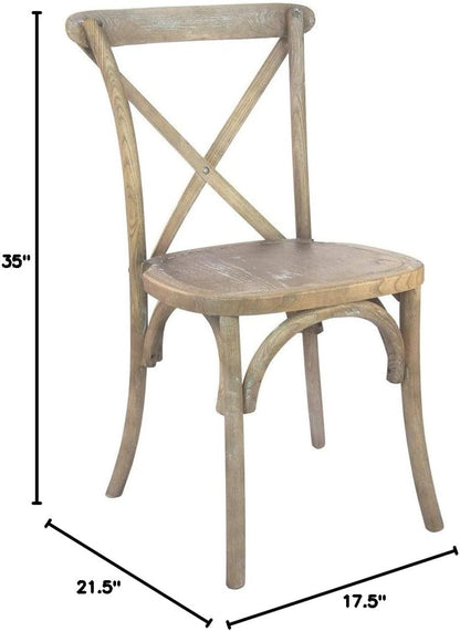EMMA + OLIVER 2-Pack Medium Natural with White Grain X-Back Chair