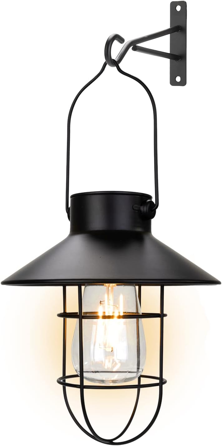 pearlstar Solar Lanterns Outdoor Metal Solar Powered Hanging Lights Waterproof for Wall Yard Garden