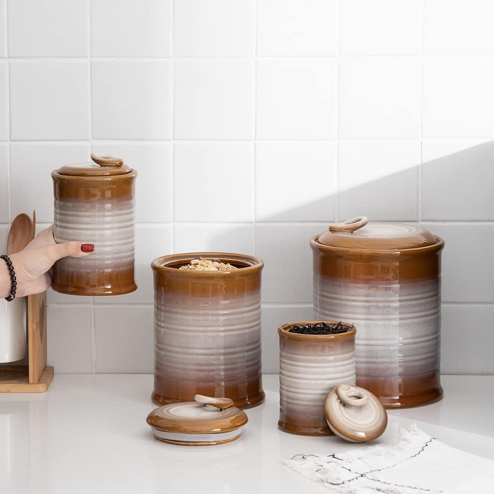 Nihow Ceramic Food Storage Jar Sets: Container with Air Tight Ceramic Lid for
