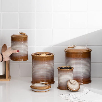 Nihow Ceramic Food Storage Jar Sets: Container with Air Tight Ceramic Lid for