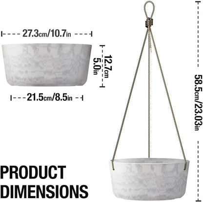 10.7 Inch Hanging Planter for Outdoor Indoor Plants，2 Pack Hanging Flower Pots with Drain Holes for