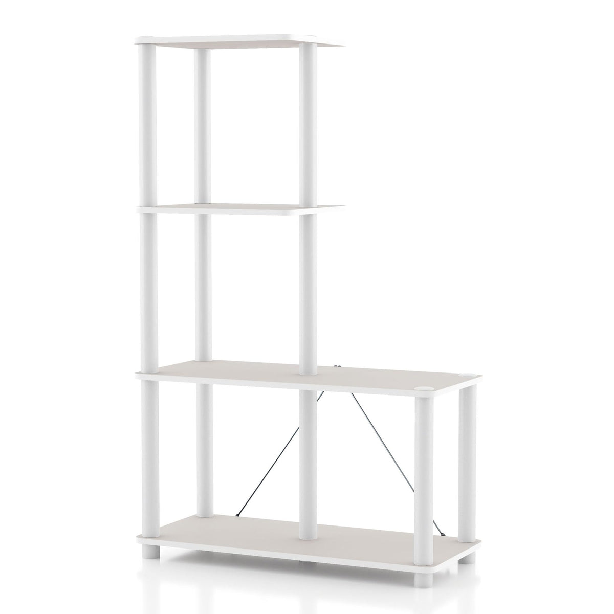 Homes: Inside + Out Apexa Modern 4-Cube Ladder Shelving Units, Collectibles Display Shelves, Easy