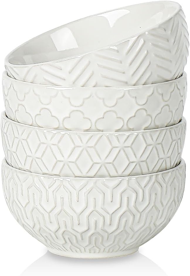 Sureasy Ceramic Ice Cream Bowls Set of 4-12 oz White Small Dessert Bowls for Kitchen, Perfect for