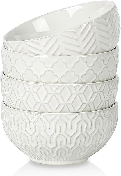 Sureasy Ceramic Ice Cream Bowls Set of 4-12 oz White Small Dessert Bowls for Kitchen, Perfect for