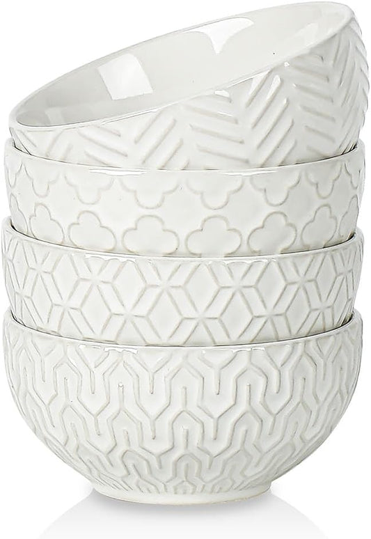Sureasy Ceramic Ice Cream Bowls Set of 4-12 oz White Small Dessert Bowls for Kitchen, Perfect for