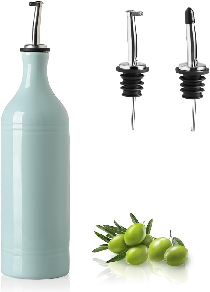 Sweejar Large Ceramic Olive Oil Dispenser Bottle, Opaque Oil Cruet Protects to Reduce Oxidation