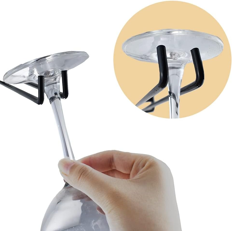 2 Packs 12 Inch Wine Glass Rack Wall Mounted Wine Glass Holder Under Cabinet, Hanging Stemware