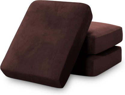 PrinceDeco Velvet Sofa Cushion Covers, Stretch Couch Cushion Covers for Individual Seat Couch