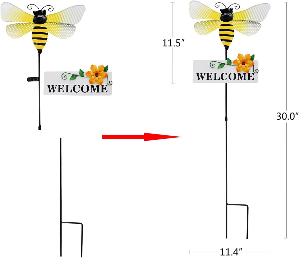 Veclotch 30"" H Metal Bee Garden Stake,Rustic Bee Decorative Yard Stakes Metal Yard Art Ornaments