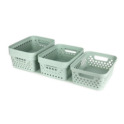 Glad Plastic Storage Basket Set, Value Pack of 6 | Open Storage Bins for Shelves, Bathroom, Pantry