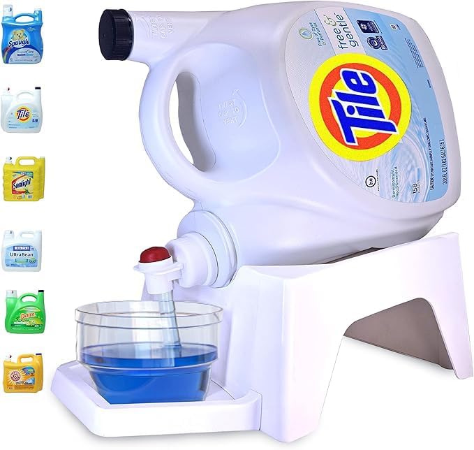 TidyFriend Laundry Detergent Dispenser with Tray & Strap, Laundry Soap Dispenser with Non-Slip