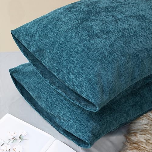 CaliTime Throw Pillow Covers Decorative 20 X 26 Inches Pack of 2 Cozy Chenille Standard Pillow