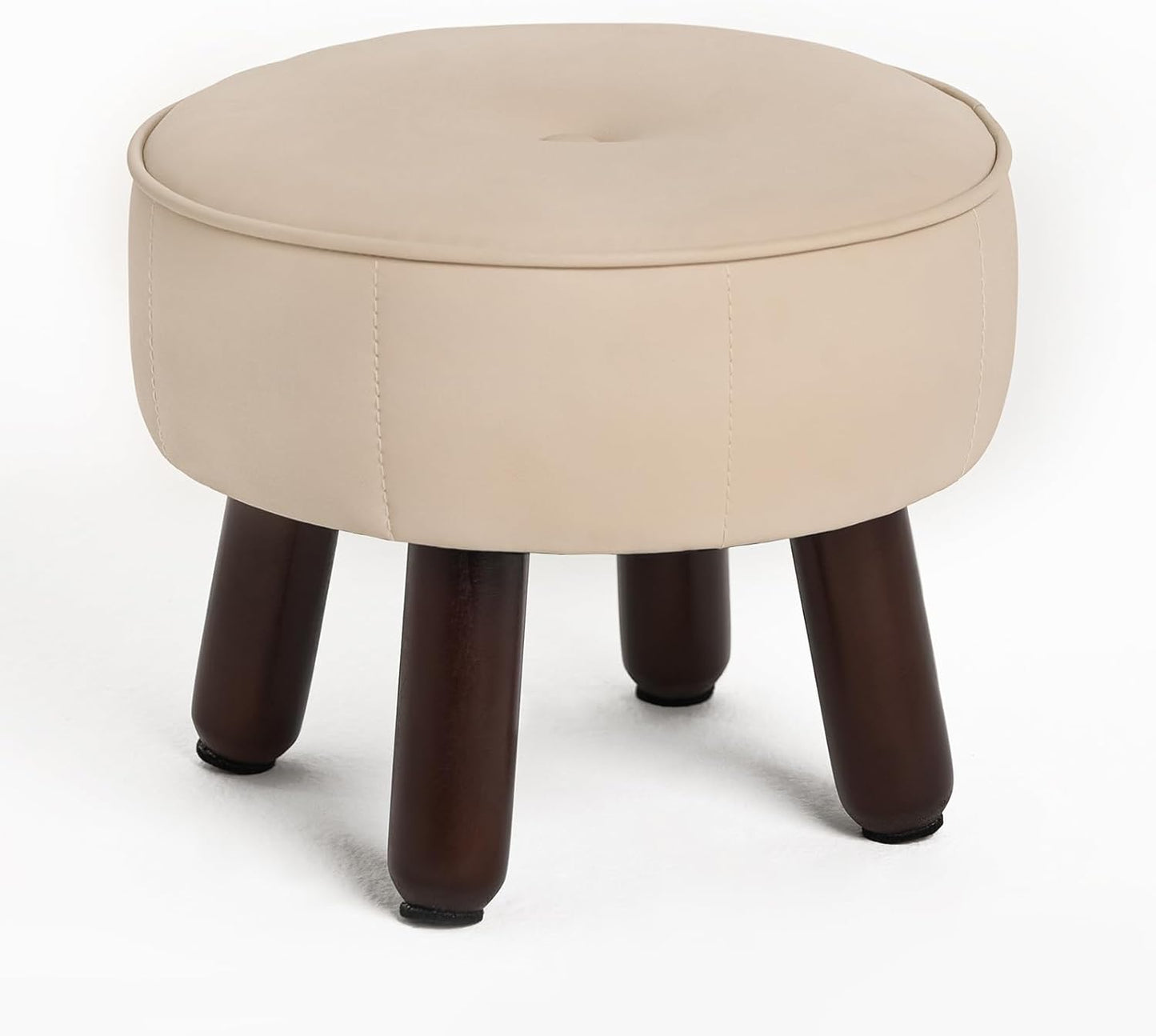 13in Small Foot Stool Ottoman, Round Faux Leather Foot Rest for Couch, Under Desk Pouf Footstool