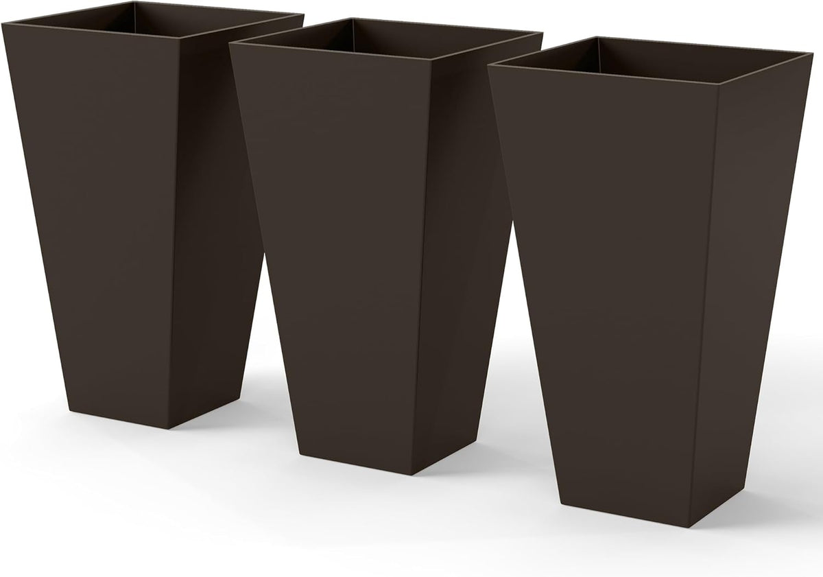 Outsunny Tall Planters for Outdoor Plants Set of 3, 28 in Taper Planters with Drainage Holes