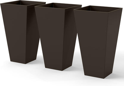 Outsunny Tall Planters for Outdoor Plants Set of 3, 28 in Taper Planters with Drainage Holes