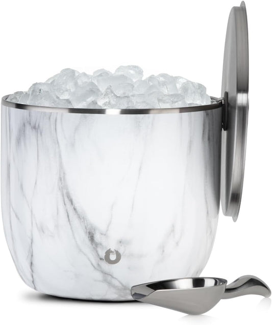 SNOWFOX XL Premium Vacuum Insulated Double Wall Stainless Steel Ice Bucket with Lid/Scoop, Bar