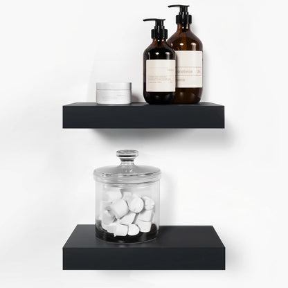Homeforia Floating Shelf Black 12 inch, High End Solid Real Wood Small 12inch Floating Shelves for