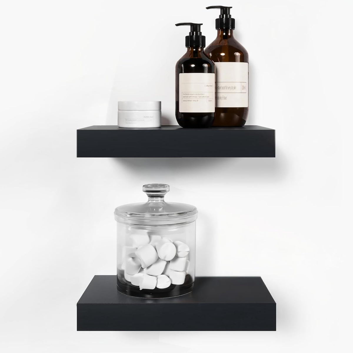 Homeforia Floating Shelf Black 12 inch, High End Solid Real Wood Small 12inch Floating Shelves for