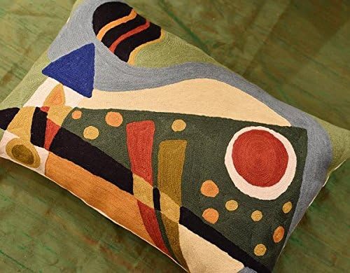 Lumbar Kandinsky Pillow Cover | Green Abstract Pillows | Modern Chair Cushion | Farmhouse Cushions