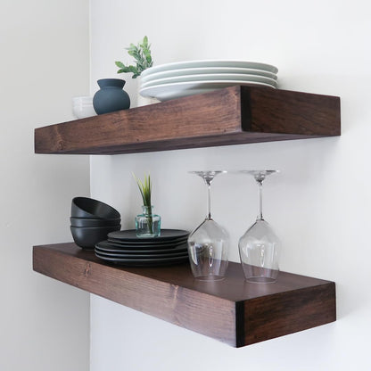 Modern Floating Shelves 3 Inches Thick for Wall, Wide Shelves for Kitchen, Living Room, Bedroom