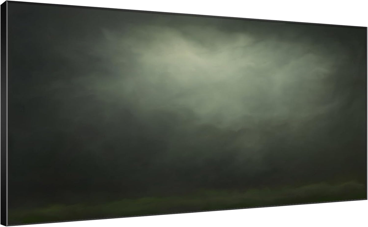 SIGNWIN 36"x72" Extra Large Framed Wall Art Moody Green Abstract Cloudscape, Minimalist Atmospheric