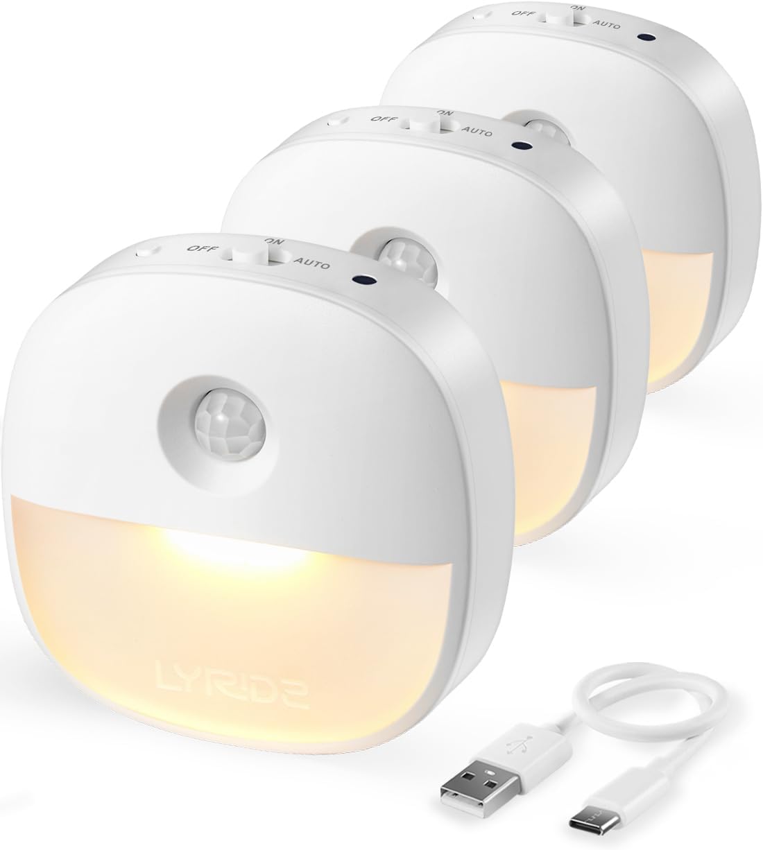 Lyridz Rechargeable Night Light, Motion Sensor Battery Nightlight, Mini Stick-on LED Closet Light