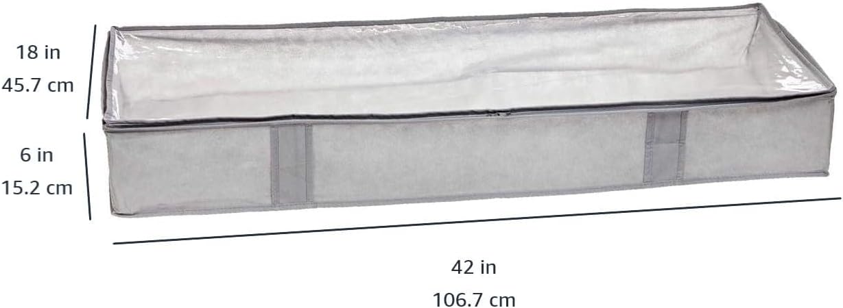 Amazon Basics Under Bed Fabric Zipper Blanket Storage Container Bags with Window and Handles