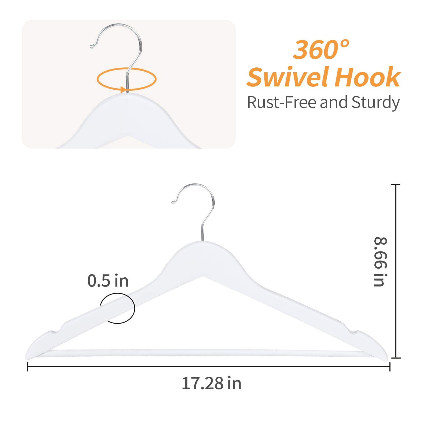Amazon Basics Wood Suit Clothes Hangers for Closet Organizer, White, 30-Pack