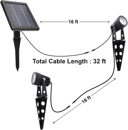 Mini 50X Twin Solar-Powered Flag Pole Light Cast Aluminium Cool White LED Spotlight 60-100 Lumen