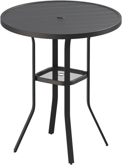 VICLLAX 35.5" Round Outdoor Bar Table, Bar Height Patio Table with Adjustable Umbrella Hole for
