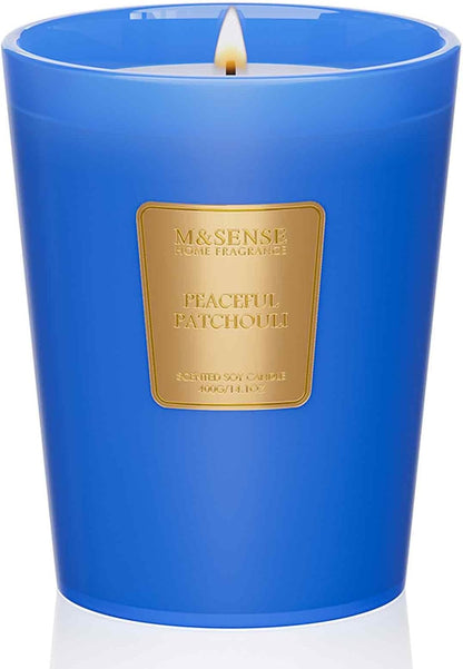 M&SENSE Peaceful Patchouli Scented Natural Soy Wax Candle, 14.1oz 60 Hours Long Lasting Slow