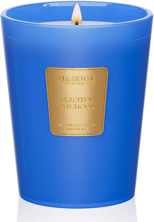 M&SENSE Peaceful Patchouli Scented Natural Soy Wax Candle, 14.1oz 60 Hours Long Lasting Slow