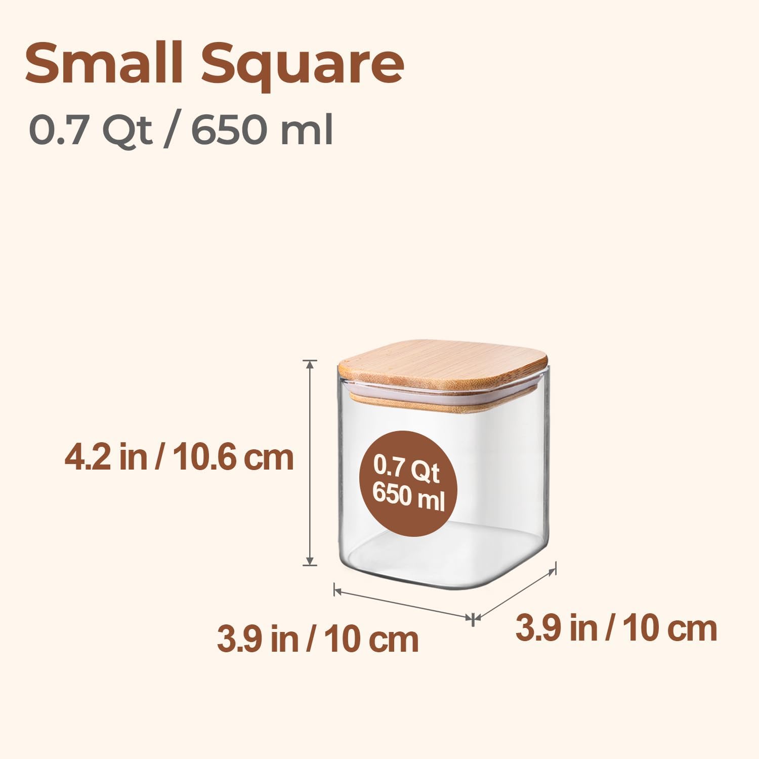 ComSaf 0.7 Qt Glass Food Storage Jars Set of 4, Clear Glass Storage Containers with Lids, Pantry