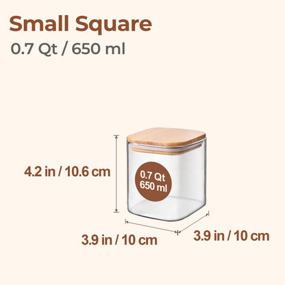 ComSaf 0.7 Qt Glass Food Storage Jars Set of 9, Clear Glass Storage Containers with Lids, Pantry