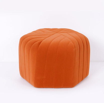 homary 18.5" Hexagonal Pouf Ottoman Upholstered, Velvet Footrest Rest Stools Modern Sofa Footrest