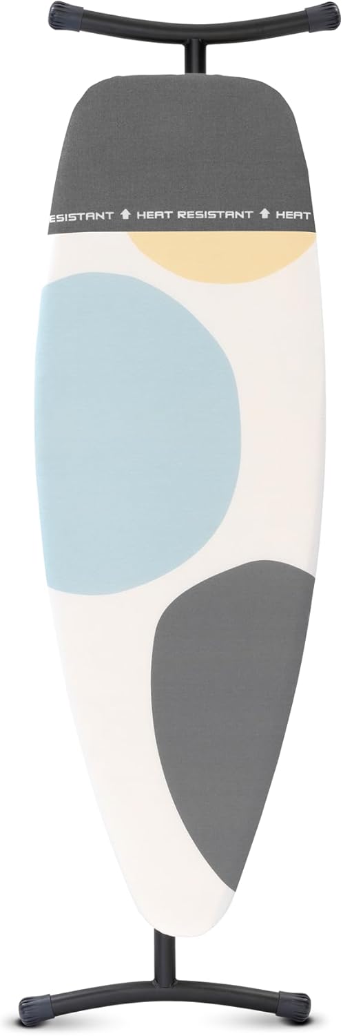 Brabantia Size D Ironing Board (53x18 in) Heat Resistant Parking Zone, Silver Frame, Non-Slip Feet