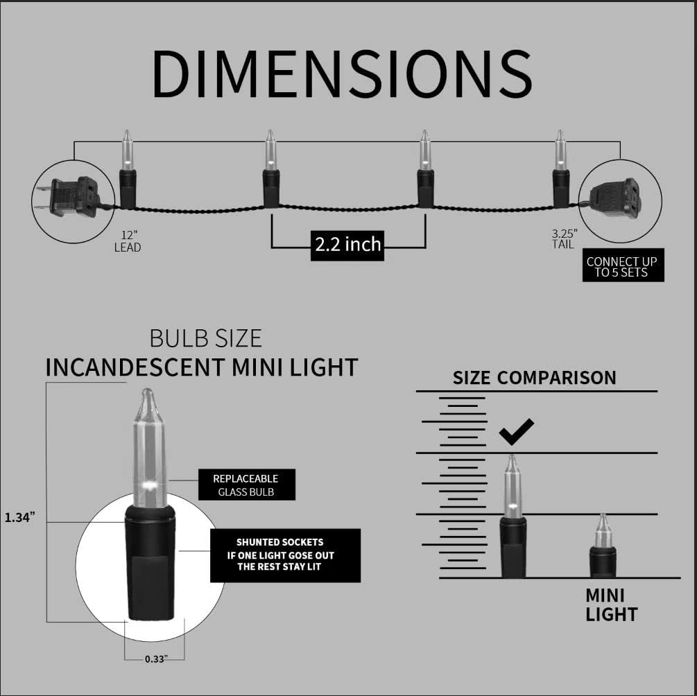 100LIGHTS Multi Extra-Bright with End Connectors Christmas Decorative Lights 5.98m UL Certified