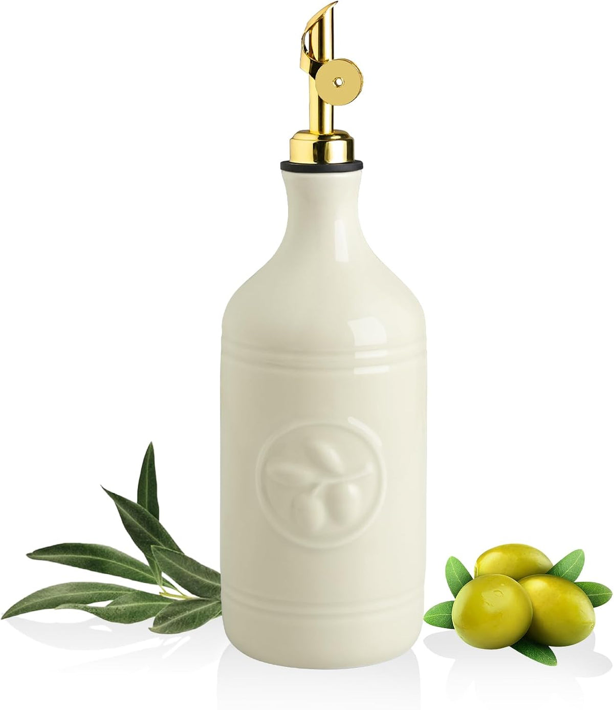 Sweejar 16 Oz Ceramic Olive Oil Dispenser Bottle, Oil Dispenser for Kitchen with Gravity Spout