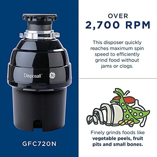 GE Disposall Continuous Feed 3/4 Horsepower Motor Garbage Disposer, Good for Grinding: Vegetable