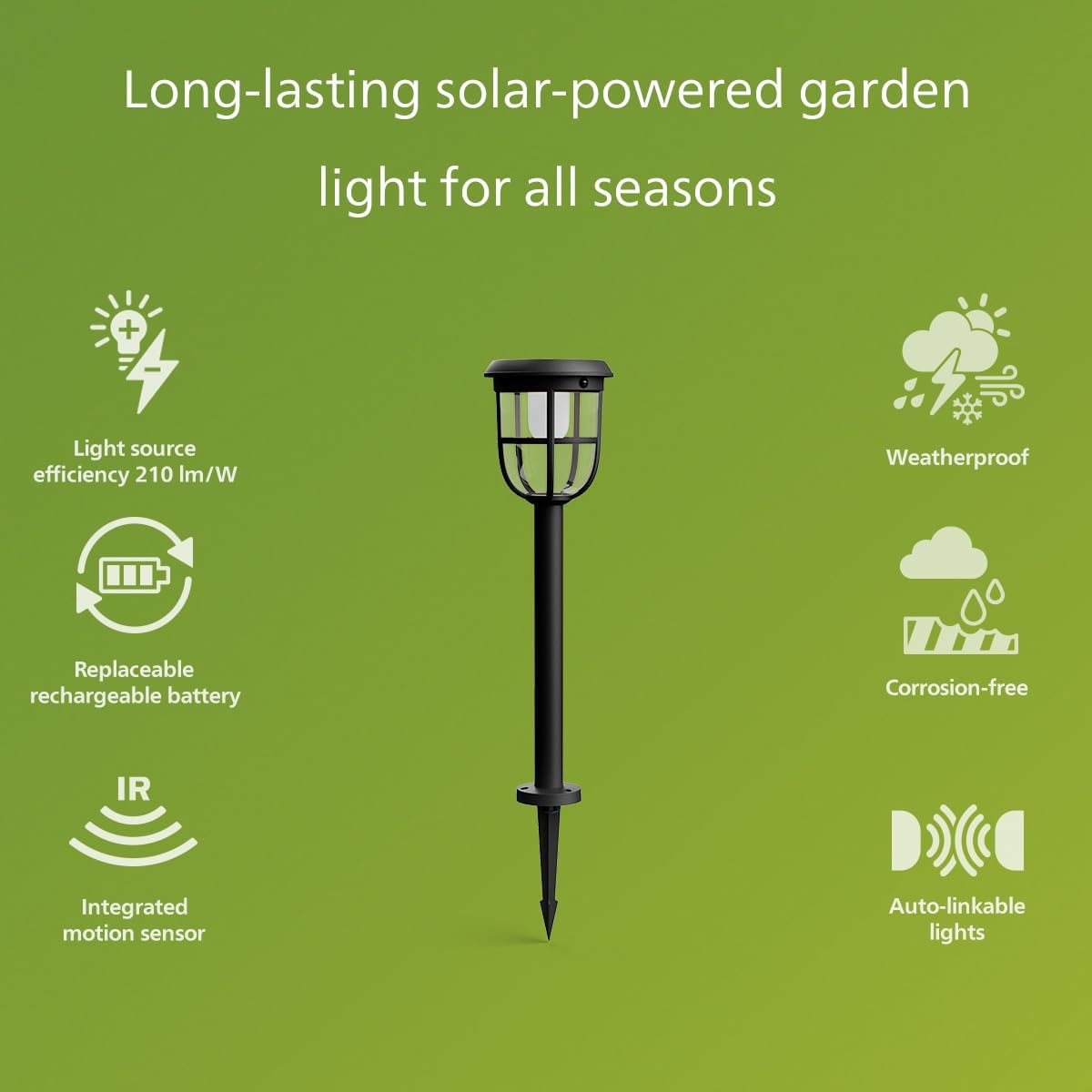 Philips Solar LED 1-Pack Ultra-Efficient Pathway Light - Radii, Automatically Linkable, Dusk to