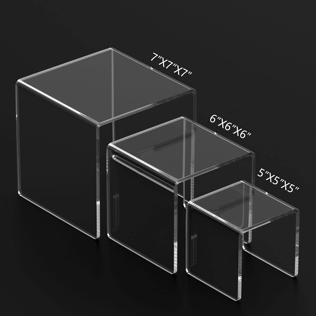 HIIMIEI Clear Acrylic Display Risers 2 Sets, 3-Tier Risers Stands Showcase for Amiibo Funko Pop