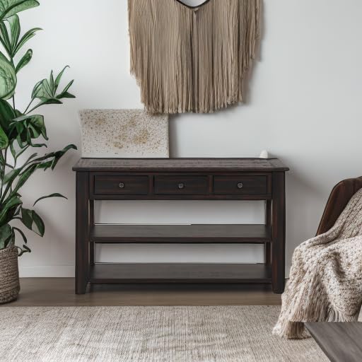 Solid Wood Console Table,Sofa Table with Storage Drawers and Bottom Shelf,Entryway Table for Entry