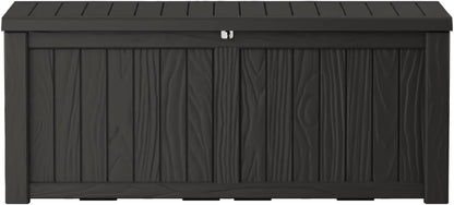 150 Gallon Outdoor Storage Box Waterproof Lockable Resin Deck Box Large, Patio Storage Bin for Pool