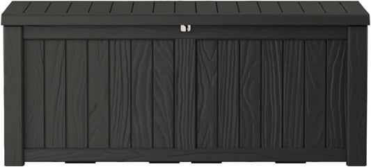150 Gallon Outdoor Storage Box Waterproof Lockable Resin Deck Box Large, Patio Storage Bin for Pool