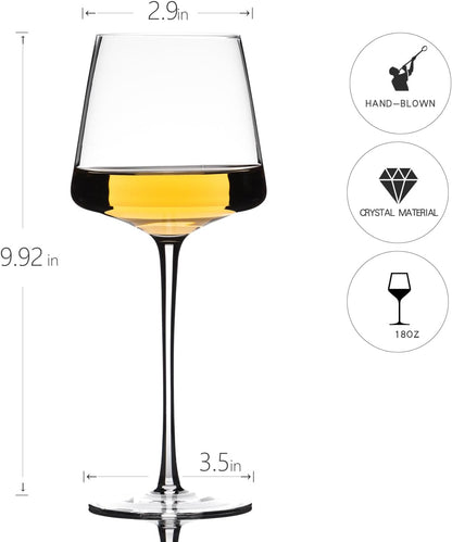 Hand Blown Red Wine Glasses Set of 4 – 23 oz Burgundy Wine Glasses With Long Stem – Large Premium