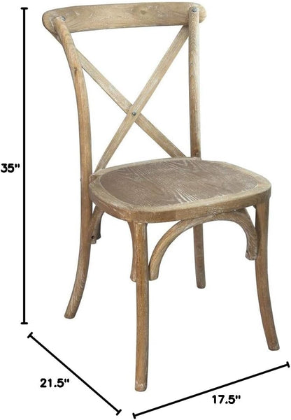 EMMA + OLIVER Natural with White Grain X-Back Chair